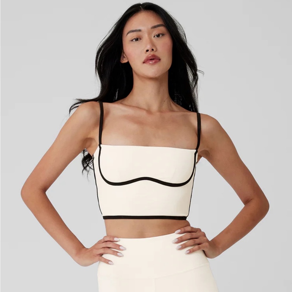Alo Yoga - Airbrush Streamlined Bra Tank - Ivory/Black